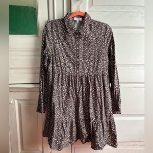 100% Cotton Flannel Shirt Dress in Floral Print